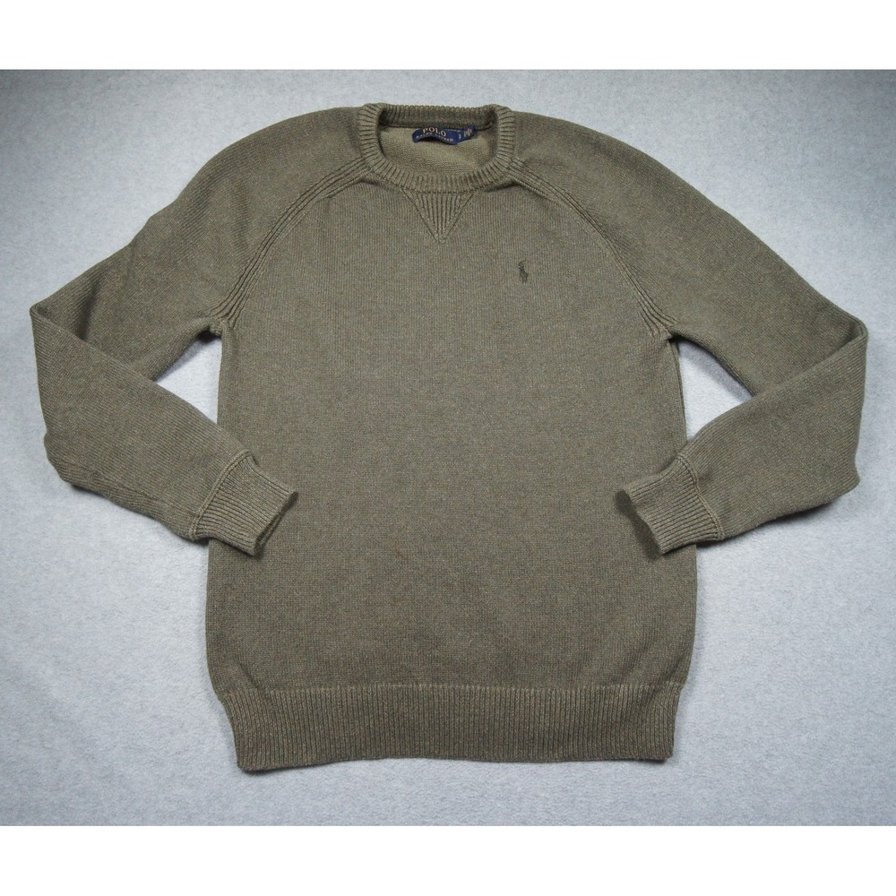 Polo Ralph Lauren Sweater Mens Small Green Crewneck Knit Preppy Pony Logo